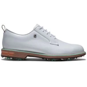 FootJoy Premiere Series Field Golf Shoes White/Chestnut/Aqua Marine Lateral Side View