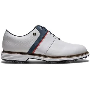 FootJoy Premiere Series Packard Golf Shoes White/Blue/Nantucket Red Lateral Side