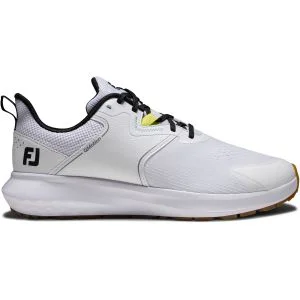 FootJoy QMotion Golf Shoes White/Black/Beach Glass Lateral Side