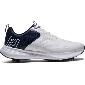 FootJoy Qualifier Golf Shoes White/Pageant Blue/High Risk Red Lateral Side
