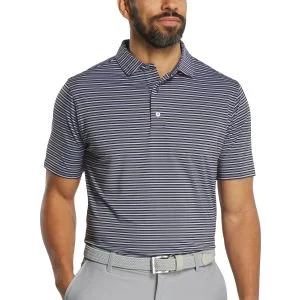 FootJoy Shirting Stripe Lisle Golf Polo Black/Periwinkle