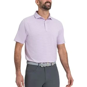 FootJoy Smooth Stripe Lisle Golf Polo - Orchid/Ice Water/White