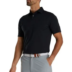 FootJoy Athletic Fit Solid Lisle Golf Polo Black