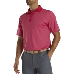 FootJoy Stretch Lisle Mini Check Print Golf Polo Ruby/Pink
