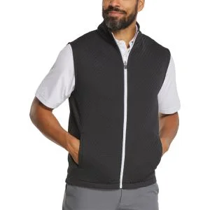 FootJoy Textured Knit Full-Zip Golf Vest Black Heather