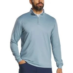 FootJoy Tonal Deco Diamond Quarter-Zip Golf Pullover Steel Blue