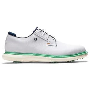 2025 FootJoy Traditions Blucher Golf Shoes White/Aqua Marine/Pageant Blue