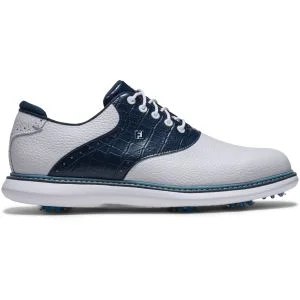 FootJoy Traditions Saddle Golf Shoes White/Peacoat/Marine Lateral Side View