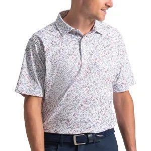 FootJoy Watercolor Floral Pique Golf Polo White/Blue/Nantucket Red