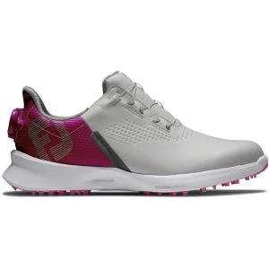 FootJoy Women's Fuel BOA Golf Shoes Grey/Berry Lateral Side