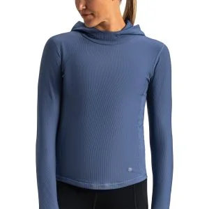 FootJoy Women's ThermoSeries Rib Hood Base Layer Golf Hoodie Vintage Navy