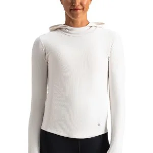 FootJoy Women's ThermoSeries Rib Hood Base Layer Golf Hoodie Off White
