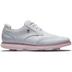 FootJoy Women's Traditions Wing Tip Golf Shoes White/Pink