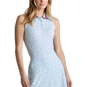 G/FORE Women's Aye Poppy Silky Tech Nylon Sleeveless Golf Polo Shirt