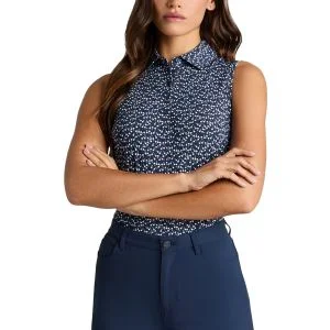 G/FORE Womens Aye Poppy Silky Tech Nylon Sleeveless Golf Shirt
