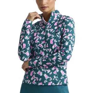 G/FORE Womens Blossom Silky Tech Nylon Quarter Zip Golf Pullover