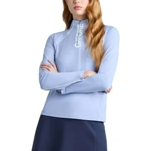 G/FORE Womens Contrast Mesh Silky Tech Nylon Quarter Zip Golf Pullover