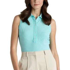 G/FORE Women's Fine Tech Engineered Stripe Sleeveless Golf Polo