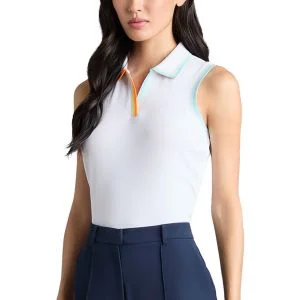 G/FORE Womens Johnny Collar Tech Nylon Rib Sleeveless Golf Polo