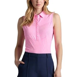 G/FORE Women's Paneled Stripe Tech Pique Sleeveless Golf Polo