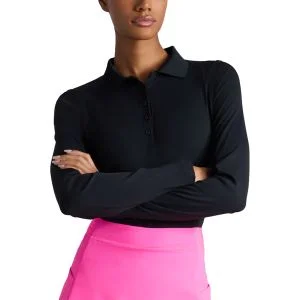 G/FORE Womens Ribbed Tech Nylon Long Sleeve Golf Polo
