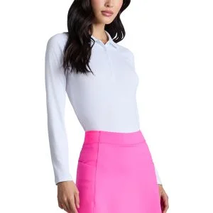 G/FORE Womens Ribbed Tech Nylon Long Sleeve Golf Polo Snow