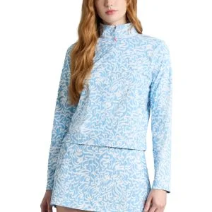 G/FORE Womens Scribble Performance Twill Cropped Quarter Zip Golf Pullover