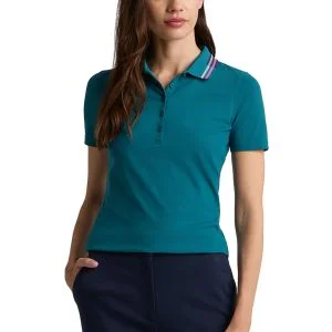 G/FORE Womens Tech Nylon Rib Golf Polo - Marine Teal