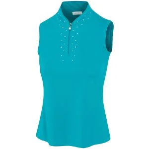 Greg Norman Womens ML75 Microlux Pearl-Studded Sleeveless Golf Polo
