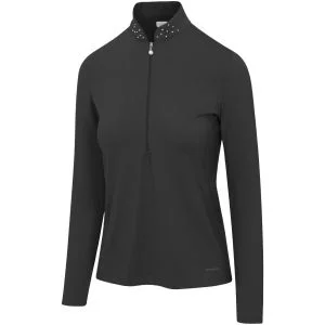 Greg Norman Womens Pique Pearl-Studded 1/2 Zip Golf Pullover