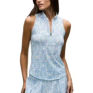 Greyson Women's Alpha Glyph Sleeveless Vesta Mock Neck Golf Top
