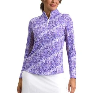 IBKUL Women's Briana Long Sleeve Mock Neck Golf Top