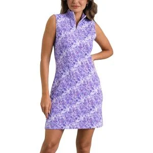 IBKUL Womens Briana Sleeveless Mock Neck Golf Dress