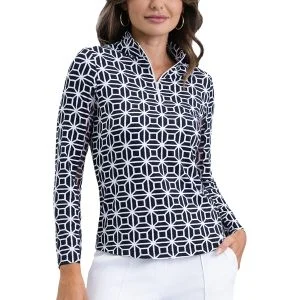 IBKUL Women's Carolyn Long Sleeve Mock Neck Golf Top