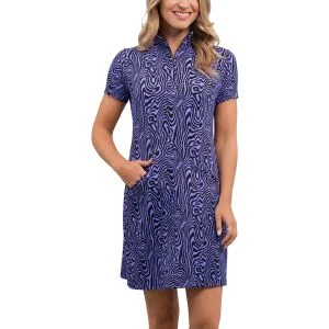 IBKUL Womens Courtney Short Sleeve Mock Neck Golf Dress