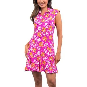 IBKUL Womens Eleanor Sleeveless Polo Golf Dress