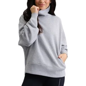IBKUL Women's Micro Waffle Knit Snuggle Funnel Golf Pullover