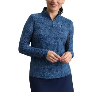 IBKUL Womens Stephanie Long Sleeve Mock Neck Golf Top