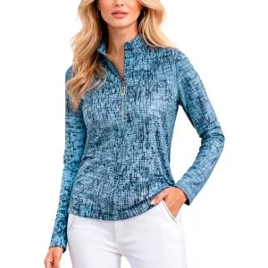 Jamie Sadock Women's Grid Sunsense Long Sleeve Golf Top