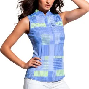 Jamie Sadock Womens Mad Plaid Sleeveless Golf Top