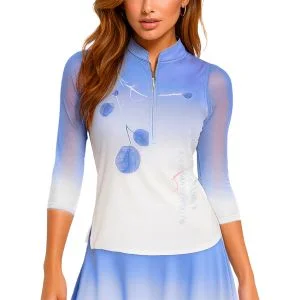 Jamie Sadock Womens Plum Mesh Long Sleeve Golf Top