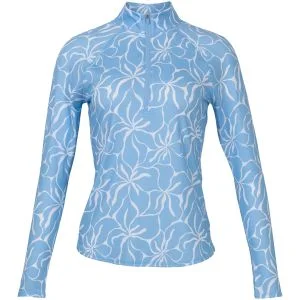 EPNY Women's Long Sleeve Bias Broken Texture Print Zip Mock Golf