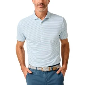 johnnie-O Stetson Stripe Performance Mesh Golf Polo