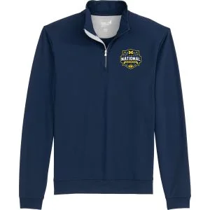 Johnnie-O University of Michigan Motion Performance Quarter-Zip Golf Pullover 2026 Mens College Basketball Champions Logo