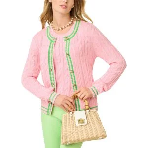 Lilly Pulitzer Womens Brockton Crew Neck Cardigan Golf Sweater