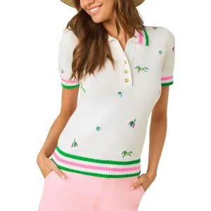 Lilly Pulitzer Women's Suzette Embroidered Sweater Golf Polo