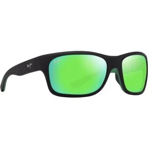 Maui Jim 'Ano Nui Wrap Matte Black with Green Interior Sunglasses Polarized MAUIGreen Lenses