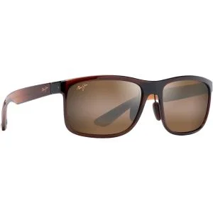 Maui Jim Huelo Polarized Rectangular Translucent Rootbeer Sunglasses - HCL Bronze Lenses