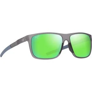 Maui Jim Lehopulu Rectangular Matte Transparent Grey Sunglasses Polarized MAUIGreen Lenses