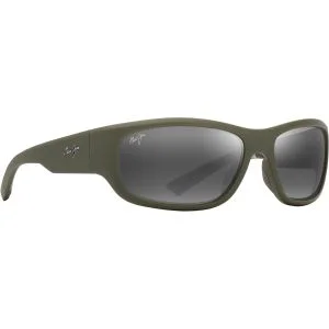 Maui Jim Ma'ukele Wrap Matte Solid Military Green with Brown Sunglasses Polarized Neutral Grey Lenses